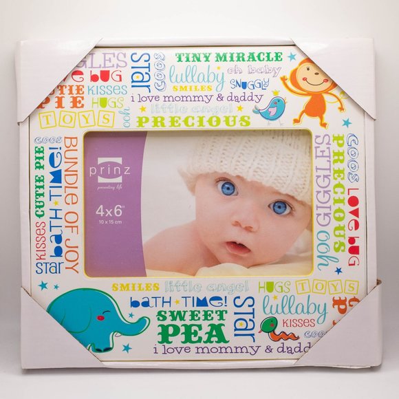 Prinz 6"x4" Sweet Pea Colorful Wording Baby Photo Frame (Horizontal Only 4x6) - Picture 2 of 2